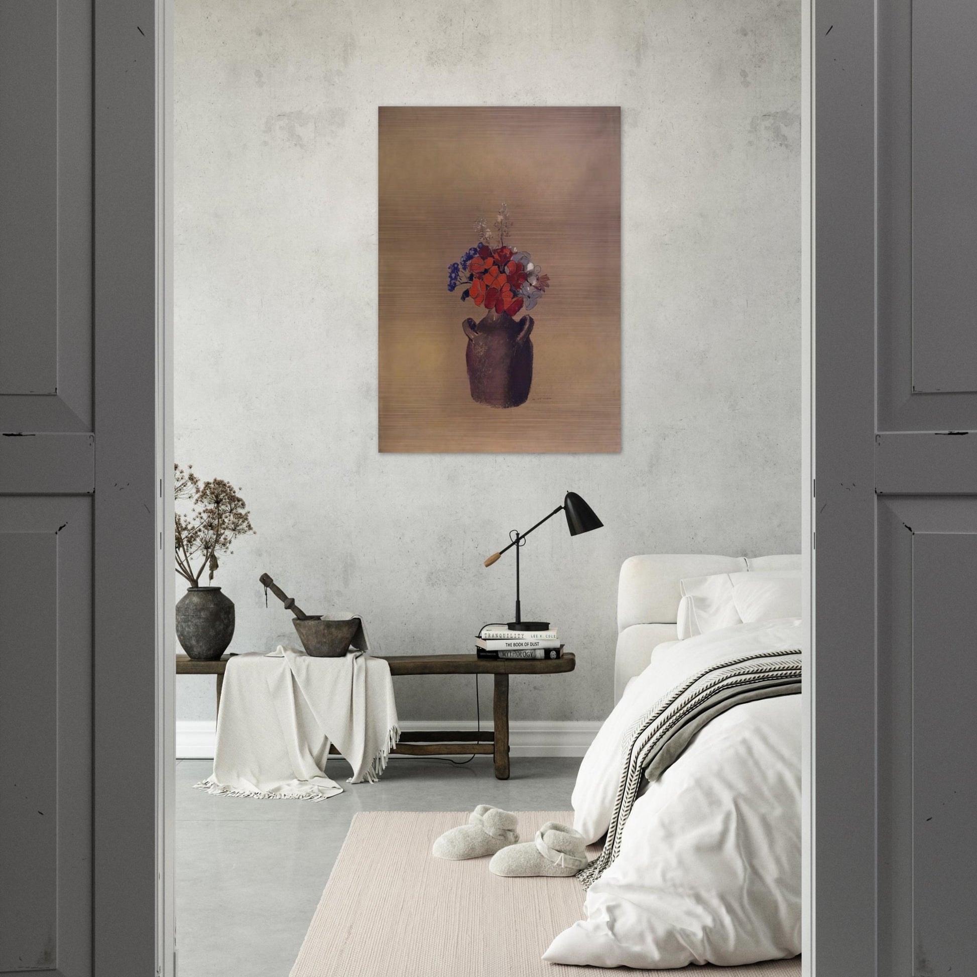 FLOWERS IN A VASE - Odilon Redon Brushed Aluminum Print - 70x100 cm / 28x40 inches | Odilon Redon Aluminum Print | Odilon Redon Prints
