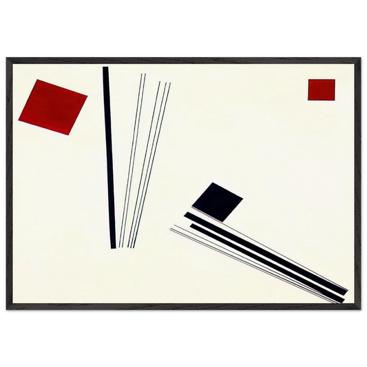 Painting in red and black - 1956 - Lygia Pape 70x100 cm / 28x40 inches Framed Art Print – Black Wooden Frame