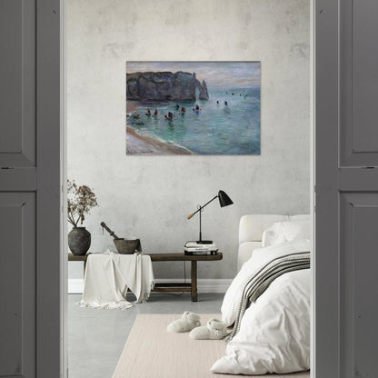 Etretat the Aval Door Fishing Boats Leaving the Harbour - claude monet Brushed Aluminum Print - 70x100 cm / 28x40 inches | claude monet Aluminum Print | claude monet Prints