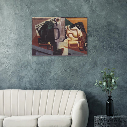 GLASS AND CARAFE 1917 - Juan Gris Brushed Aluminum Print - 70x100 cm / 28x40 inches | Juan Gris Aluminum Print | Juan Gris Prints