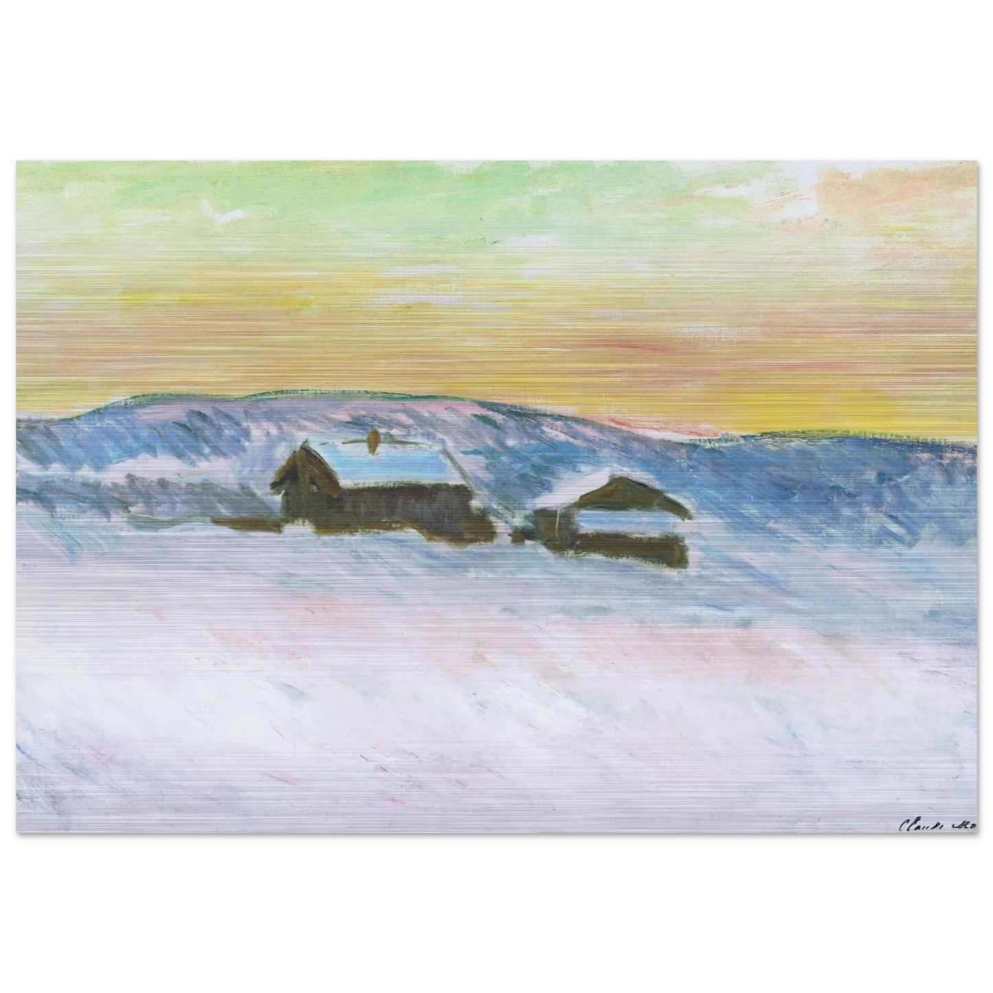 Paysage of Norway, the Blue Houses - claude monet Brushed Aluminum Print - 70x100 cm / 28x40 inches | claude monet Aluminum Print | claude monet Prints