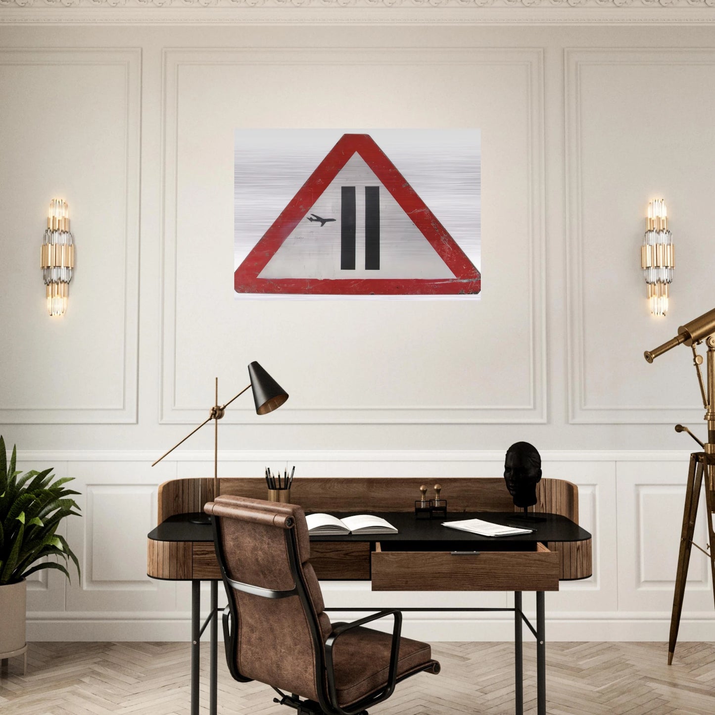 WARNING SIGN 2006 - Banksy Brushed Aluminum Print - 70x100 cm / 28x40 inches | Banksy Aluminum Print | Banksy Prints