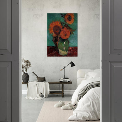 Sunflowers - Vincent van Gogh Brushed Aluminum Print - 70x100 cm / 28x40 inches | Vincent van Gogh Aluminum Print | Vincent van Gogh Prints