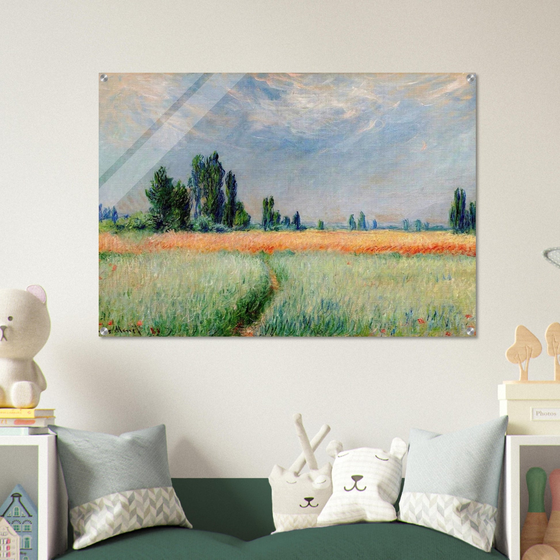 The Wheat Field - claude monet Acrylic Print - 70x100 cm / 28x40″ inches | claude monet Wall Art | claude monet Prints