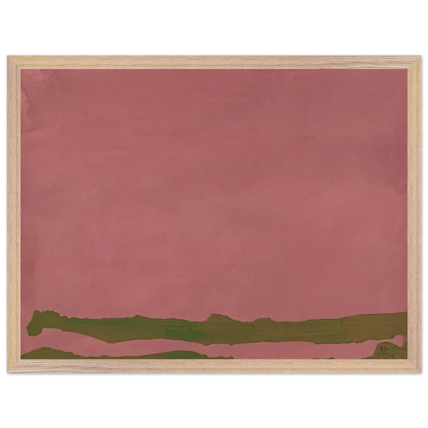 Helen Frankenthaler - Green Likes Mauve - 1970 Wall art - 28x43  cm / XL (11x17 Inches) - Premium Wooden Framed Poster With Fine Art Paper - White frame
