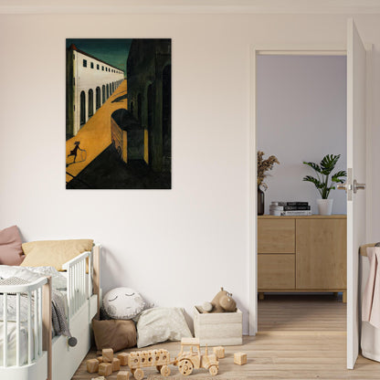 MYSTERY AND MELANCHOLY OF A STREET 1914 - Giorgio de Chirico Brushed Aluminum Print - 70x100 cm / 28x40 inches | Giorgio de Chirico Aluminum Print | Giorgio de Chirico Prints