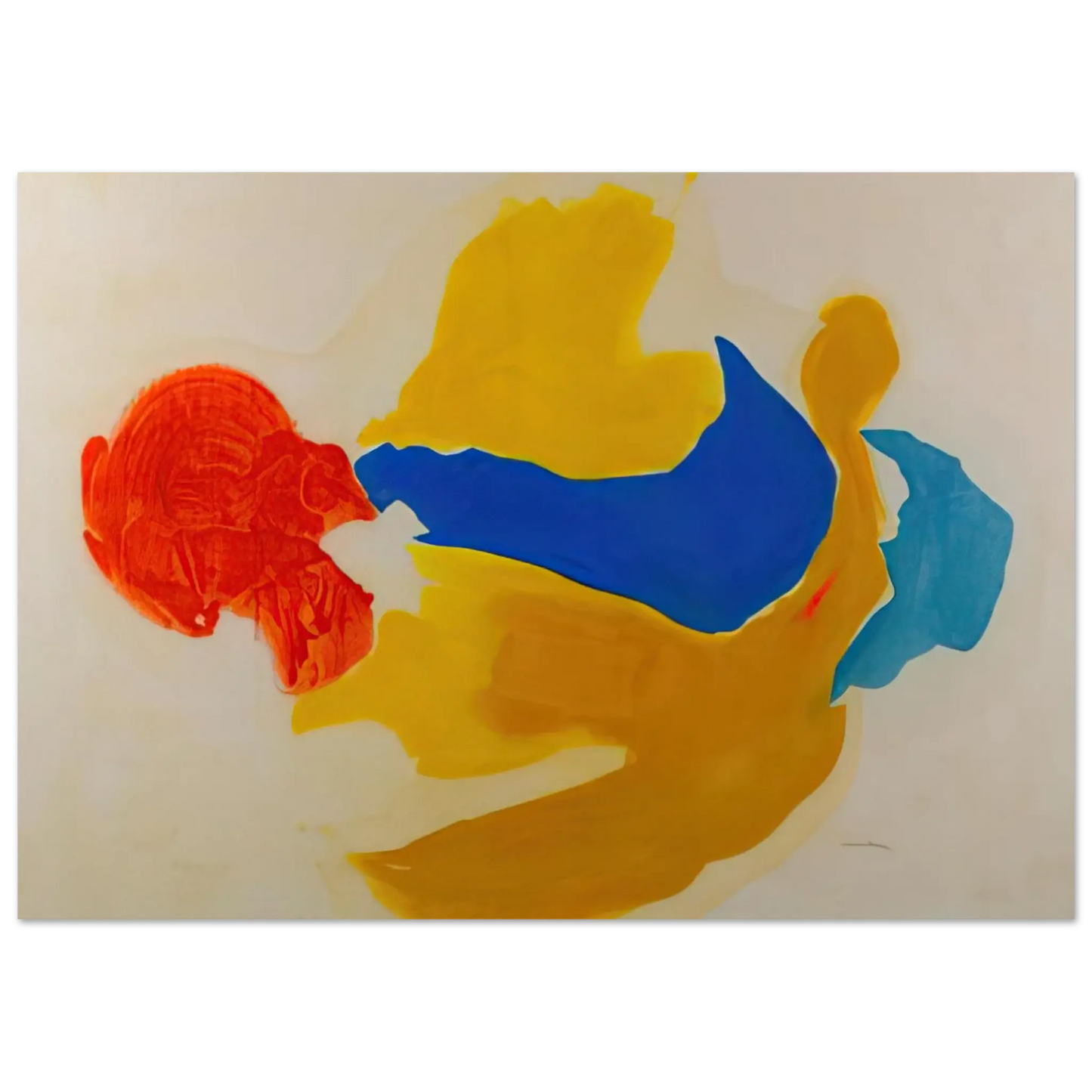 Helen Frankenthaler - Blue Jay - 1963  United States Wall art - 30x40 cm / 12x16 Inches - Premium Wooden Framed Poster With Fine Art Paper - White frame