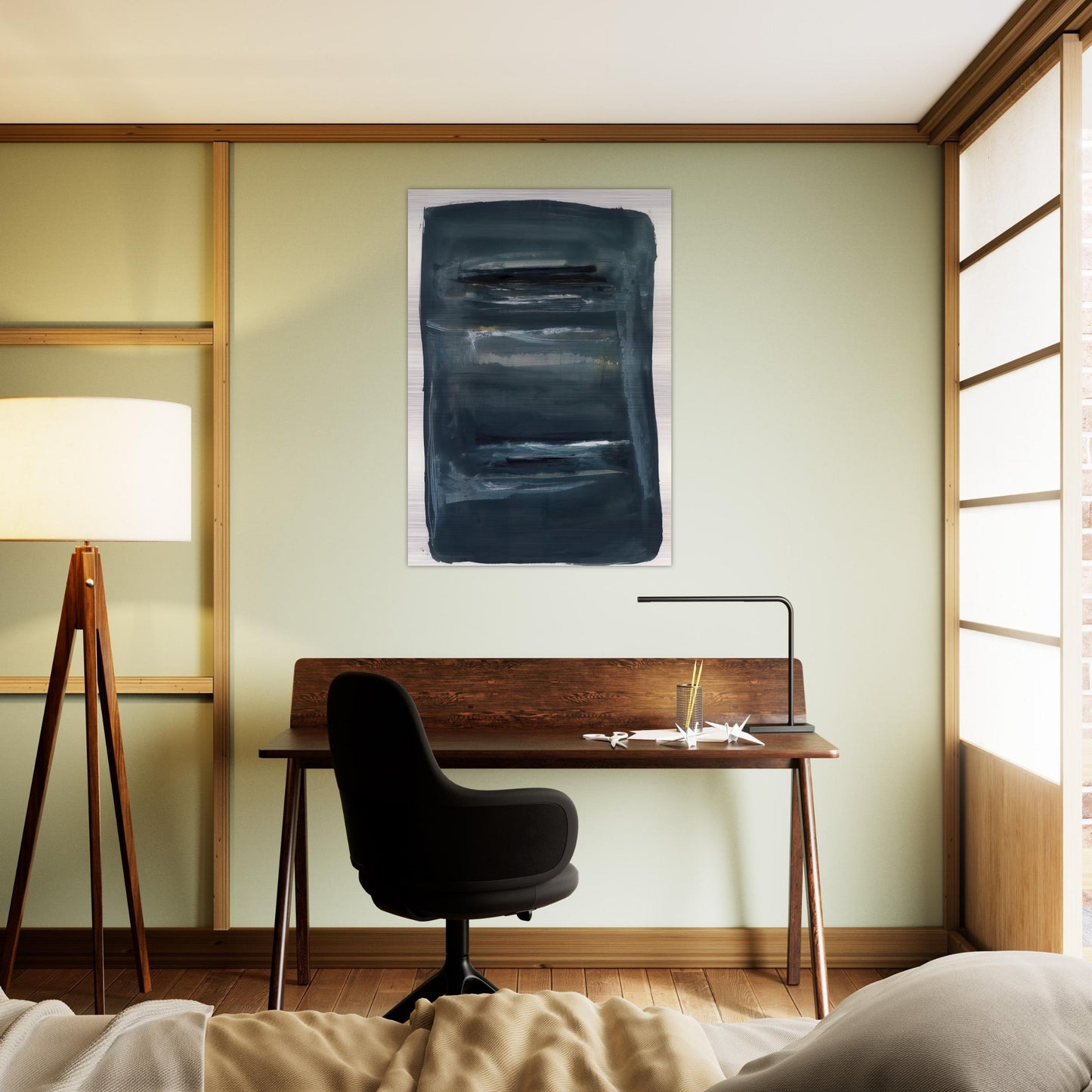 Abstract with Blue and Black - Abstract Expressionism - Larry Zox Brushed Aluminum Print - 70x100 cm / 28x40 inches | Larry Zox Aluminum Print | Larry Zox Prints
