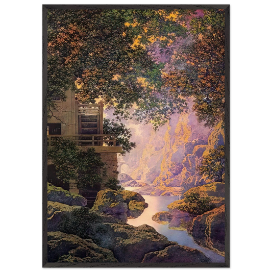 The Old Glen Mill Large - Maxfield Parrish 70x100 cm / 28x40 inches Framed Art Print – Black Wooden Frame