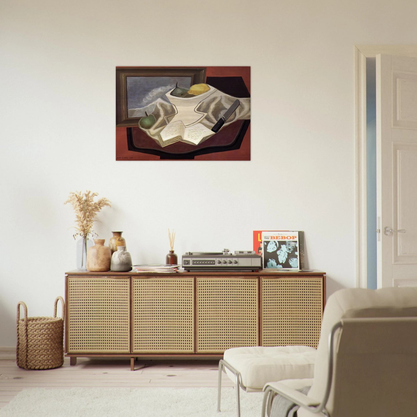 THE TABLE IN FRONT OF THE PICTURE 1926 - Juan Gris Brushed Aluminum Print - 70x100 cm / 28x40 inches | Juan Gris Aluminum Print | Juan Gris Prints