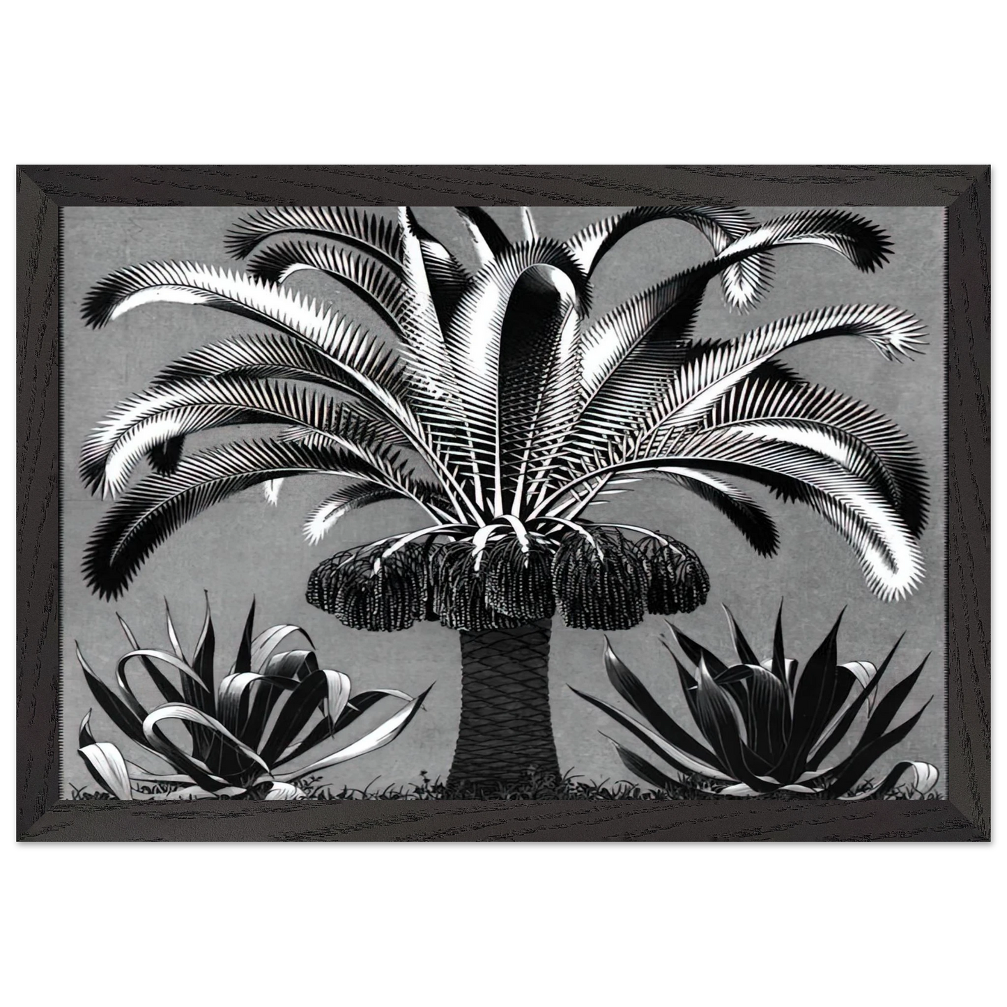 MC Escher - PALM Wall Art - 21x29.7 cm / 8x12" - Premium Wooden Framed Poster With Fine Art Paper-canvas - Black frame