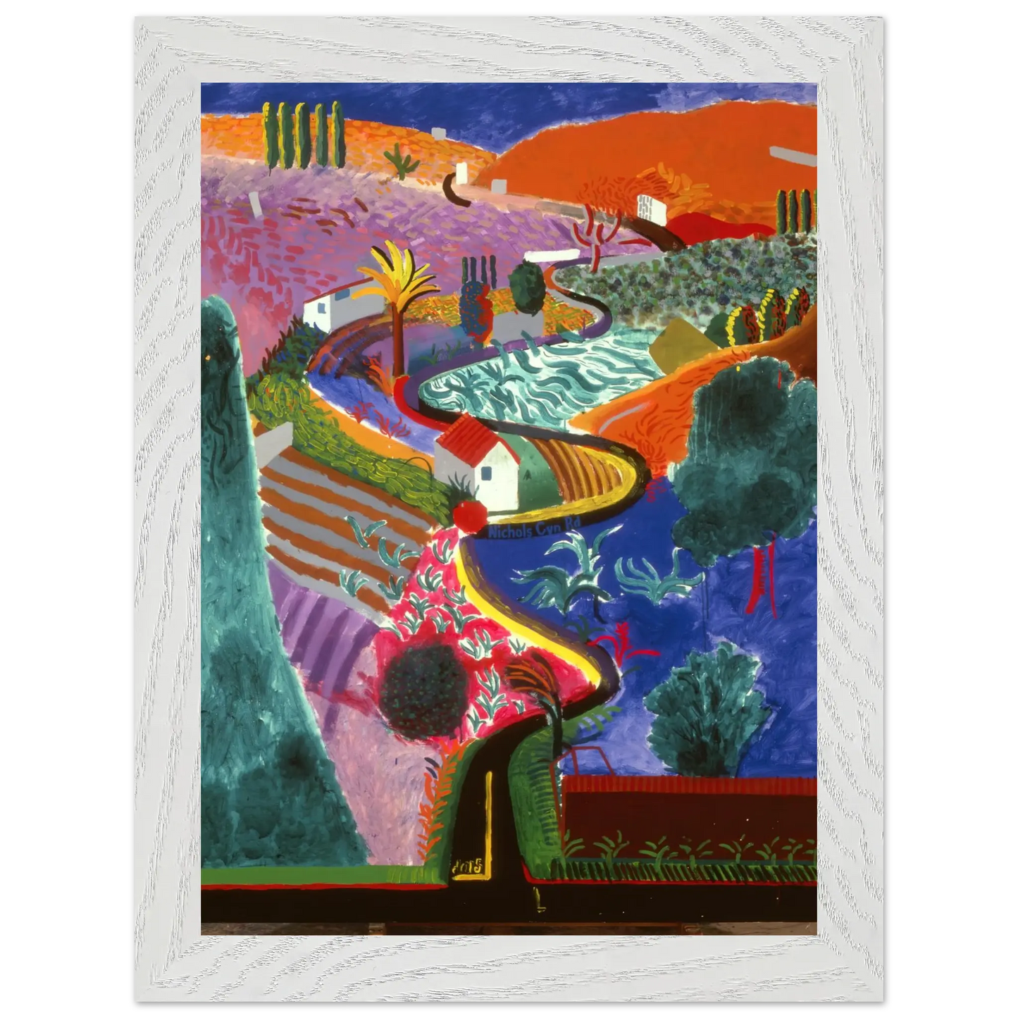 David Hockney - David Hockney Wall art - 15x20 cm / 6x8 inches - Premium Wooden Framed Poster With Fine Art Paper - White frame