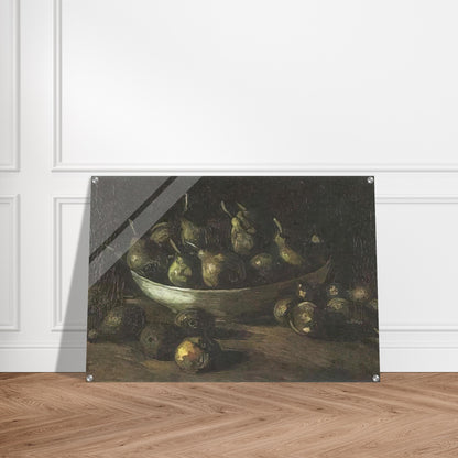 Still life with an Earthern bowl and pears - Vincent van Gogh Acrylic Print - 70x100 cm / 28x40″ inches