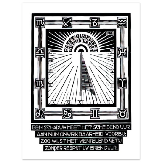 MC Escher - SUNDIAL XXIV EMBLEMATA REJECTED PLATE 1931 Wall Art - 21x29.7 cm / 8x12" - Fine Art Poster - -
