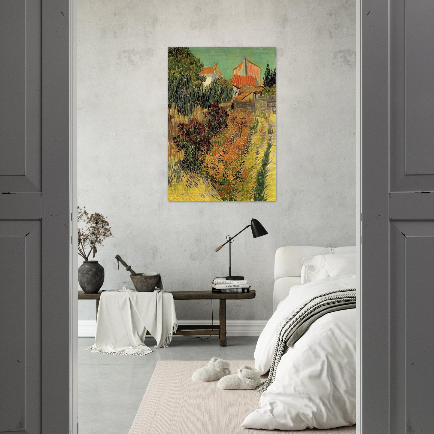Garden Behind a House - Vincent van Gogh Brushed Aluminum Print - 70x100 cm / 28x40 inches | Vincent van Gogh Aluminum Print | Vincent van Gogh Prints