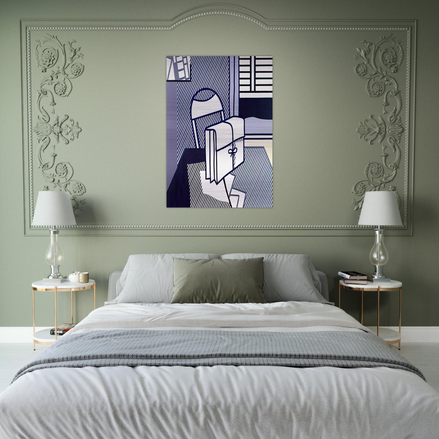 STILL LIFE WITH DOSSIER 1976 - Roy Lichtenstein Brushed Aluminum Print - 70x100 cm / 28x40 inches | Roy Lichtenstein Aluminum Print | Roy Lichtenstein Prints