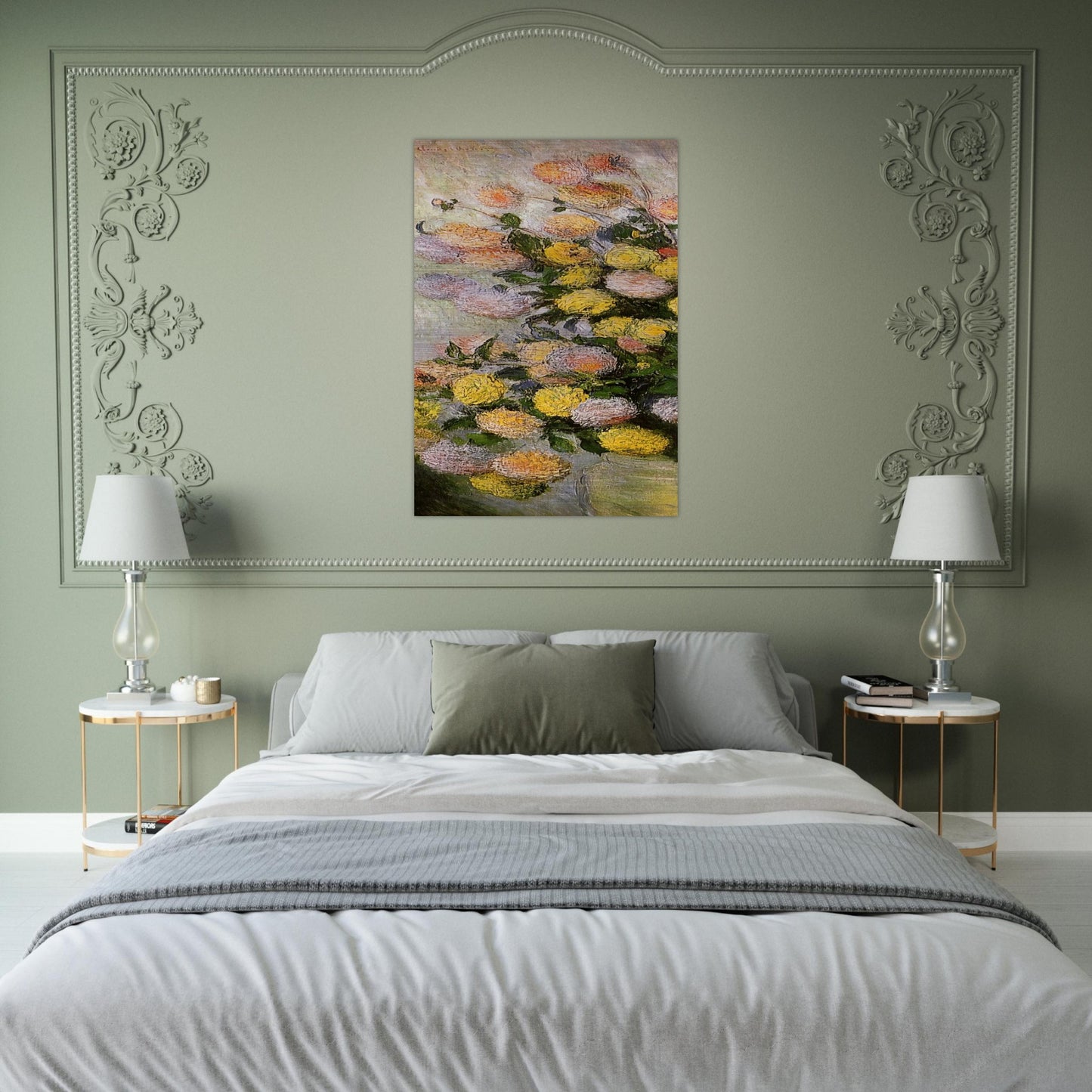 Vase of Dahlias - claude monet Brushed Aluminum Print - 70x100 cm / 28x40 inches | claude monet Aluminum Print | claude monet Prints