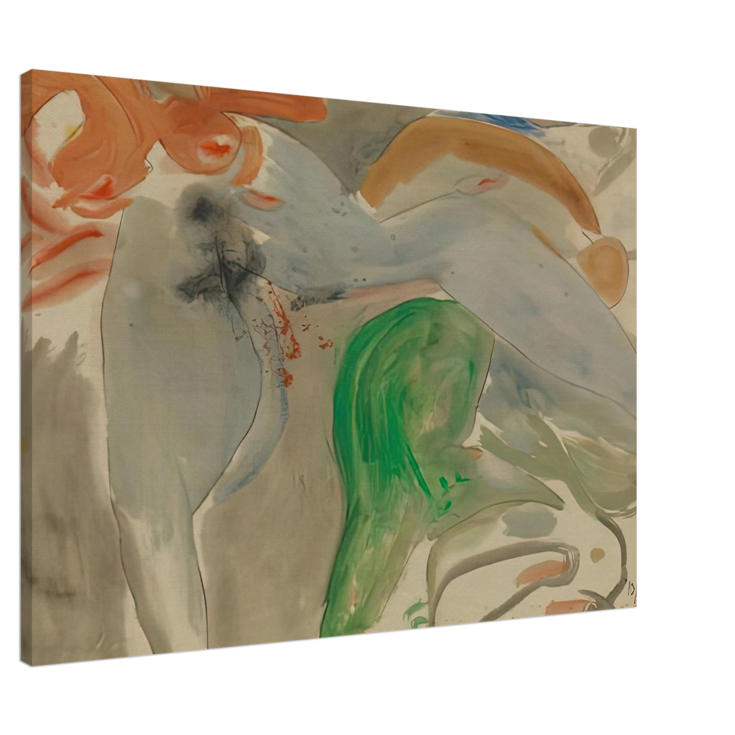 Helen Frankenthaler - Scene with Nude, 1952- Wall Art - 30x40 cm / 12x16 inches - Premium Wooden Framed Poster With Fine Art Paper-canvas - Black frame