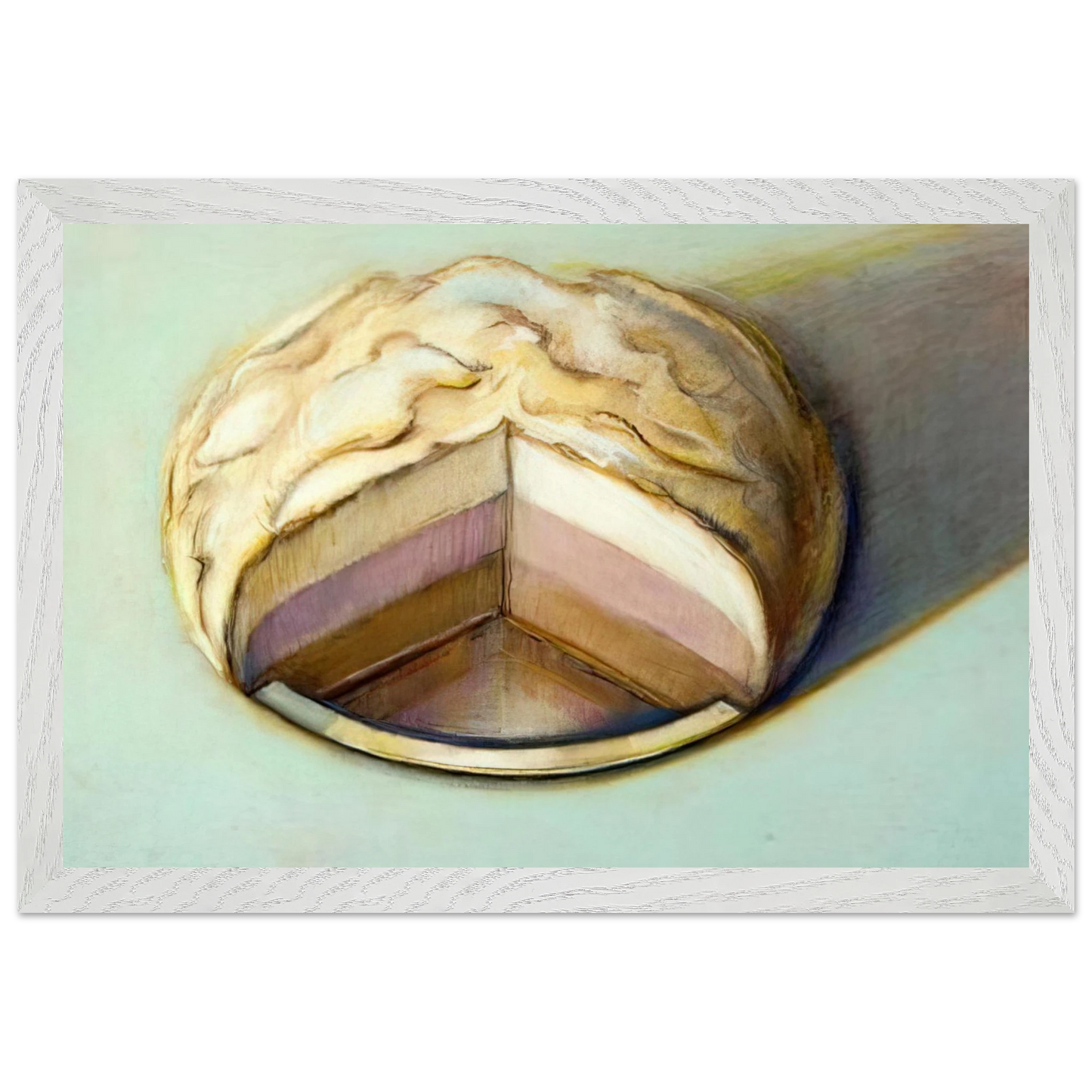 Wayne Thiebaud - Neapolitan Meringue - 1999 Wall Art - 30x40 cm / 12x16 inches - Premium Wooden Framed Poster With Fine Art Paper - White frame