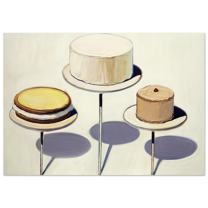 Wayne Thiebaud - Display Cakes - 1963 Wall Art - 21x29.7 cm / 8x12" - Premium Wooden Framed Poster With Fine Art Paper - Black frame