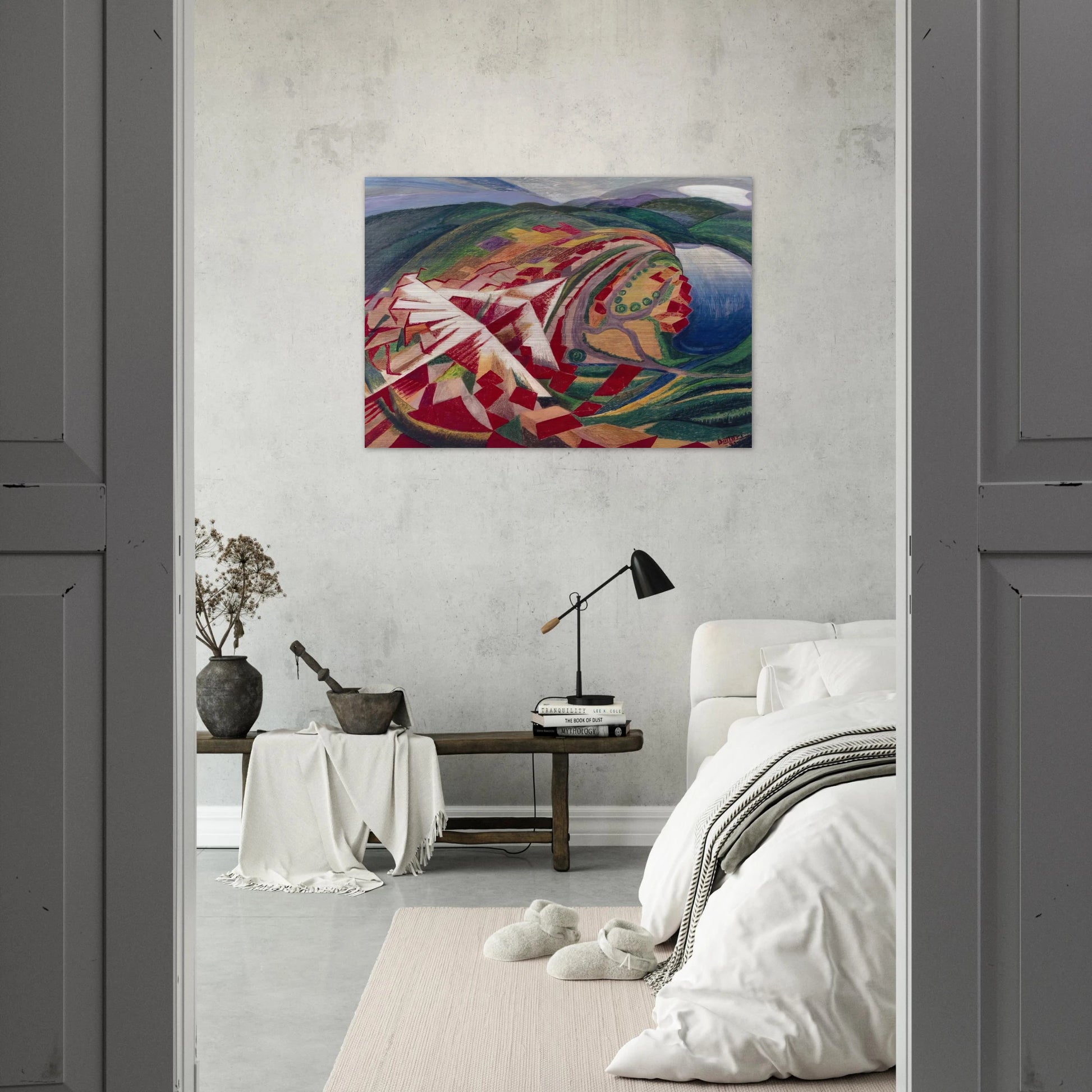 Volo su paese o Studio per A 300 Km sulla città - 1930 - Gerardo Dottori Brushed Aluminum Print - 70x100 cm / 28x40 inches | Gerardo Dottori Aluminum Print | Gerardo Dottori Prints