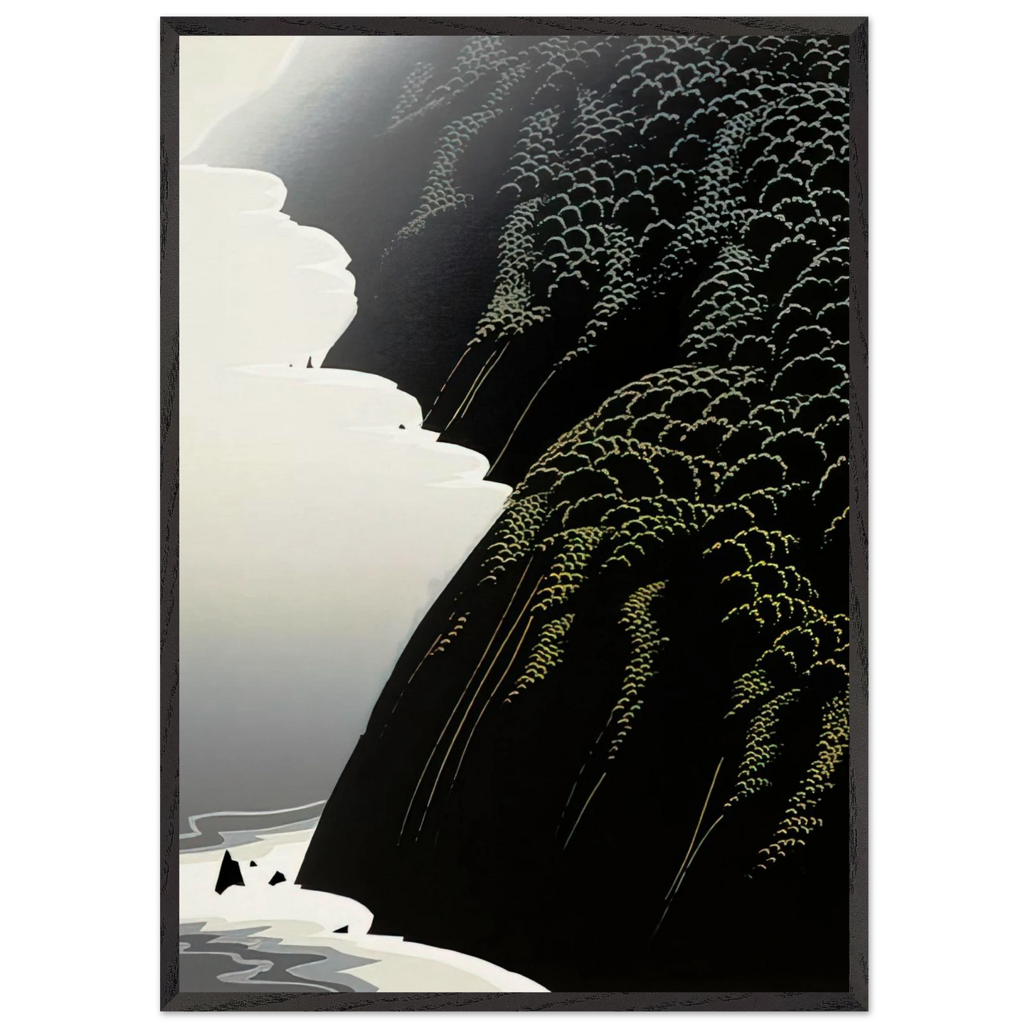 California Coast - Eyvind Earle 70x100 cm / 28x40 inches Framed Art Print – Black Wooden Frame