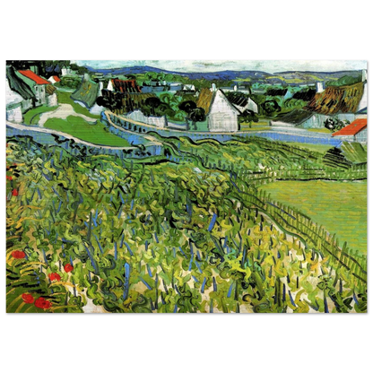 Vineyards with a View of Auvers - Vincent van Gogh Brushed Aluminum Print - 70x100 cm / 28x40 inches | Vincent van Gogh Aluminum Print | Vincent van Gogh Prints