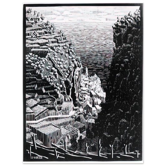 MC Escher - ATRANI COAST OF AMALFI 1 Wall Art - 21x29.7 cm / 8x12" - Fine Art Poster-canvas - -