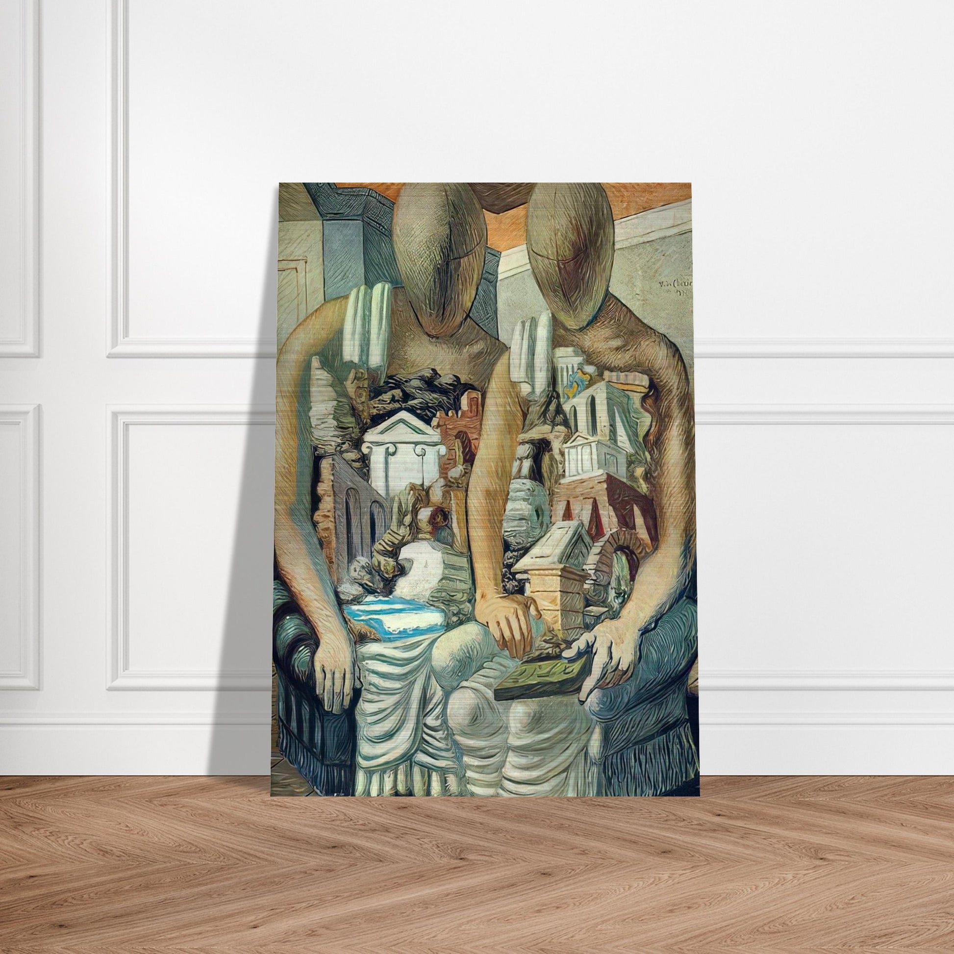 THE ARCHAEOLOGISTS 1927 - Giorgio de Chirico Brushed Aluminum Print - 70x100 cm / 28x40 inches | Giorgio de Chirico Aluminum Print | Giorgio de Chirico Prints