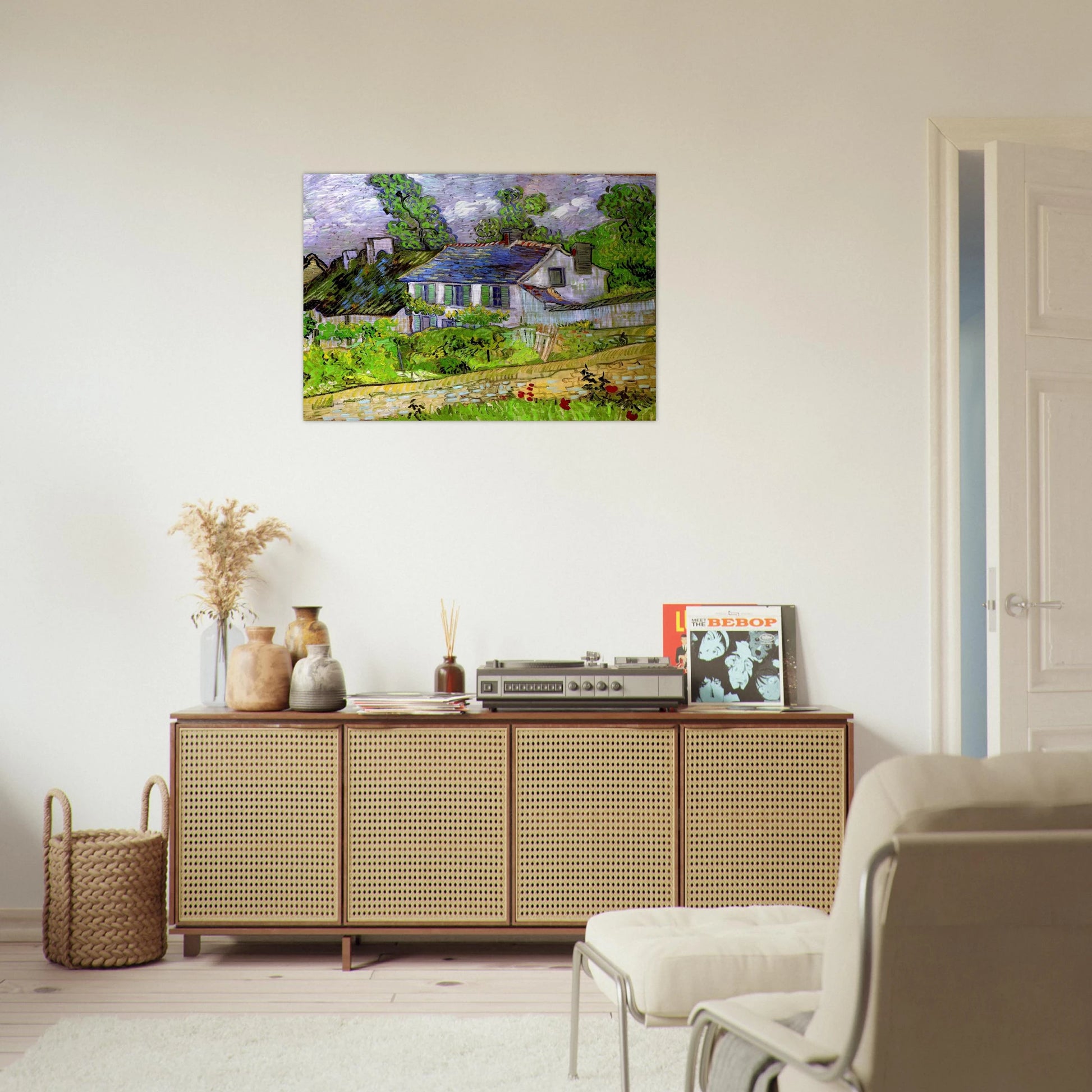 Houses in Auvers - Vincent van Gogh Brushed Aluminum Print - 70x100 cm / 28x40 inches | Vincent van Gogh Aluminum Print | Vincent van Gogh Prints