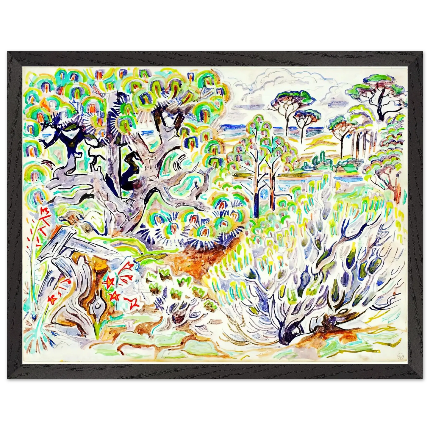 Walter Inglis Anderson - Walter Anderson Wall art - 28x43  cm / XL (11x17 Inches) - Premium Wooden Framed Poster With Fine Art Paper - White frame
