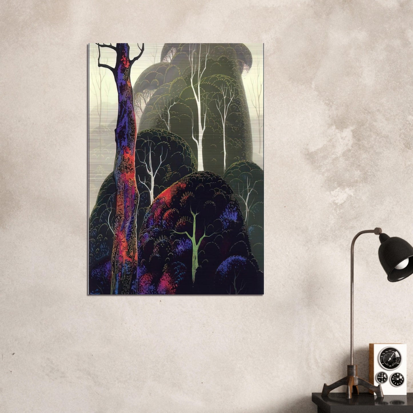 Early Autumn - Eyvind Earle Brushed Aluminum Print - 70x100 cm / 28x40 inches | Eyvind Earle Aluminum Print | Eyvind Earle Prints