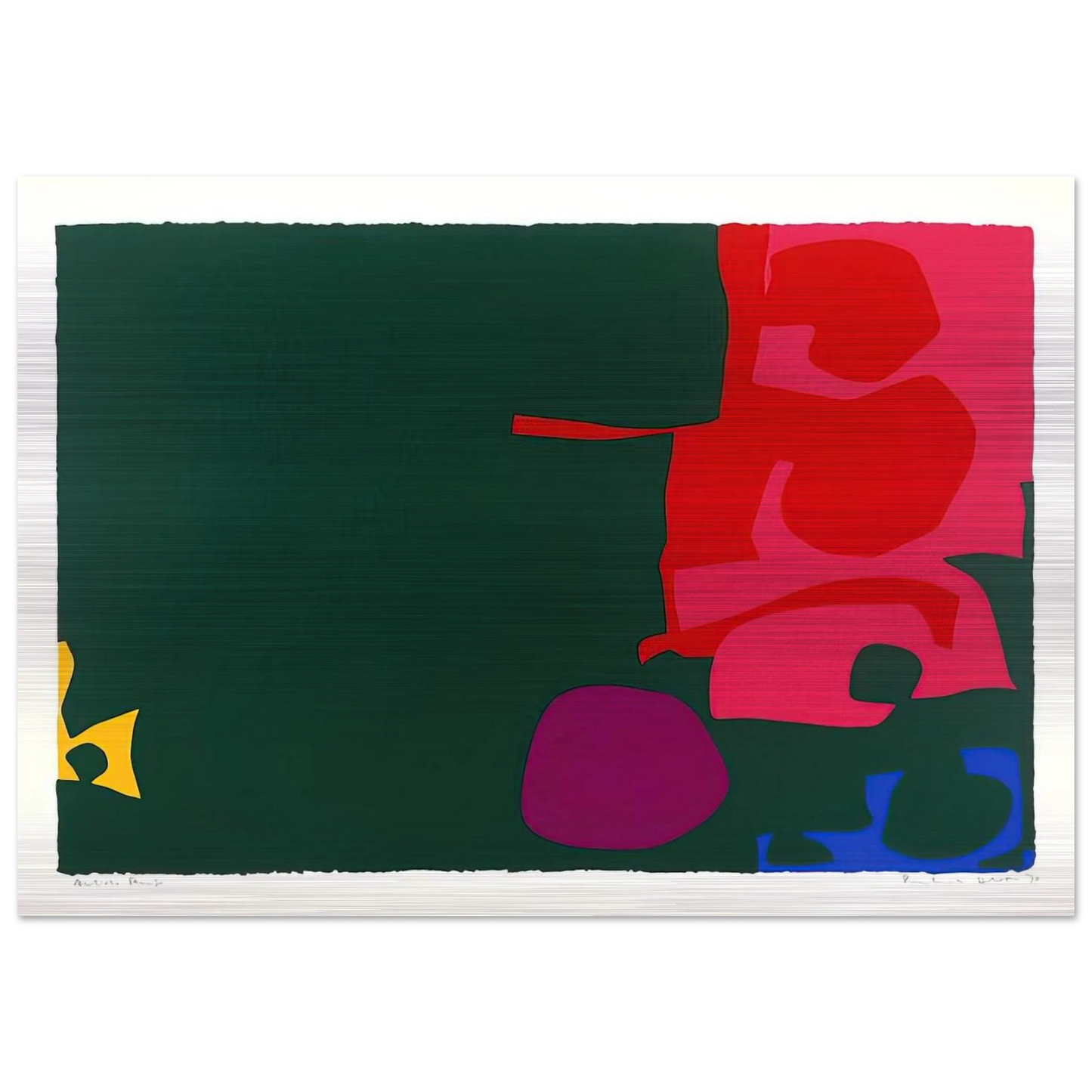 Interlocking Scarlet and Pink in Deep Green - 1970 - Patrick Heron Brushed Aluminum Print - 70x100 cm / 28x40 inches | Patrick Heron Aluminum Print | Patrick Heron Prints