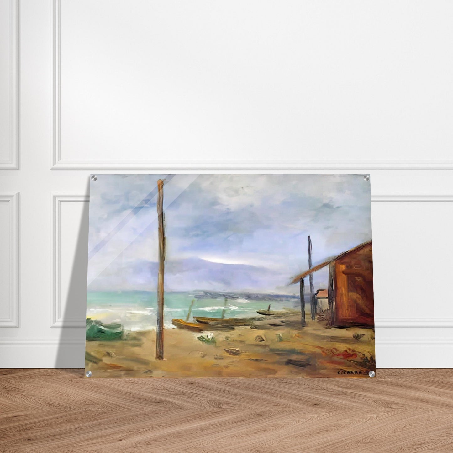 PIOGGIA AL MARE 1929 - Carlo Carra Acrylic Print - 70x100 cm / 28x40″ inches | Carlo Carra Wall Art | Carlo Carra Prints