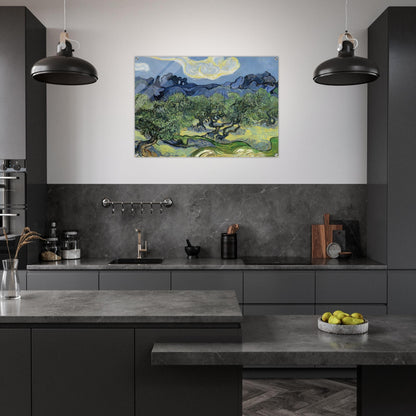 The Alpilles with Olive Trees in the Foreground - Vincent van Gogh Acrylic Print - 70x100 cm / 28x40″ inches | Vincent van Gogh Wall Art | Vincent van Gogh Prints