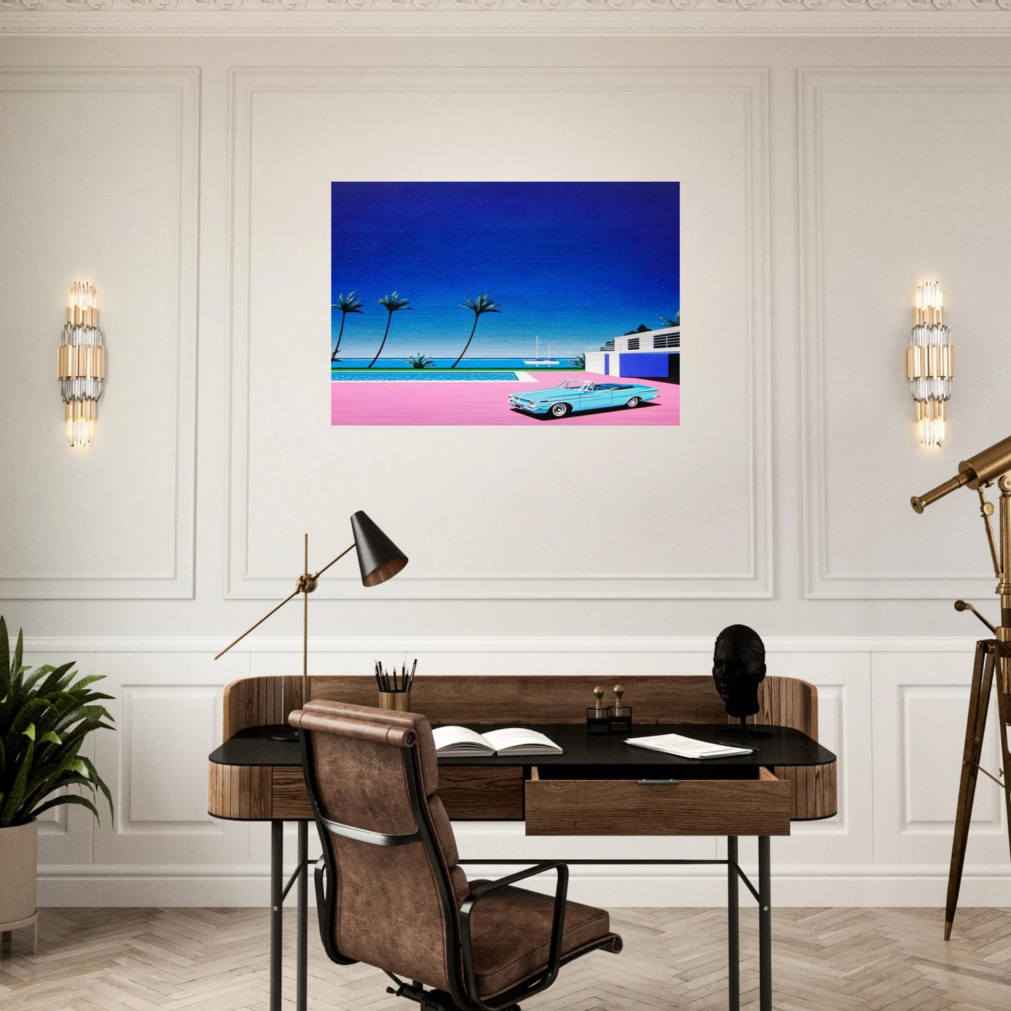 Pink Driveway - Hiroshi Nagai Brushed Aluminum Print - 70x100 cm / 28x40 inches | Hiroshi Nagai Aluminum Print | Hiroshi Nagai Prints