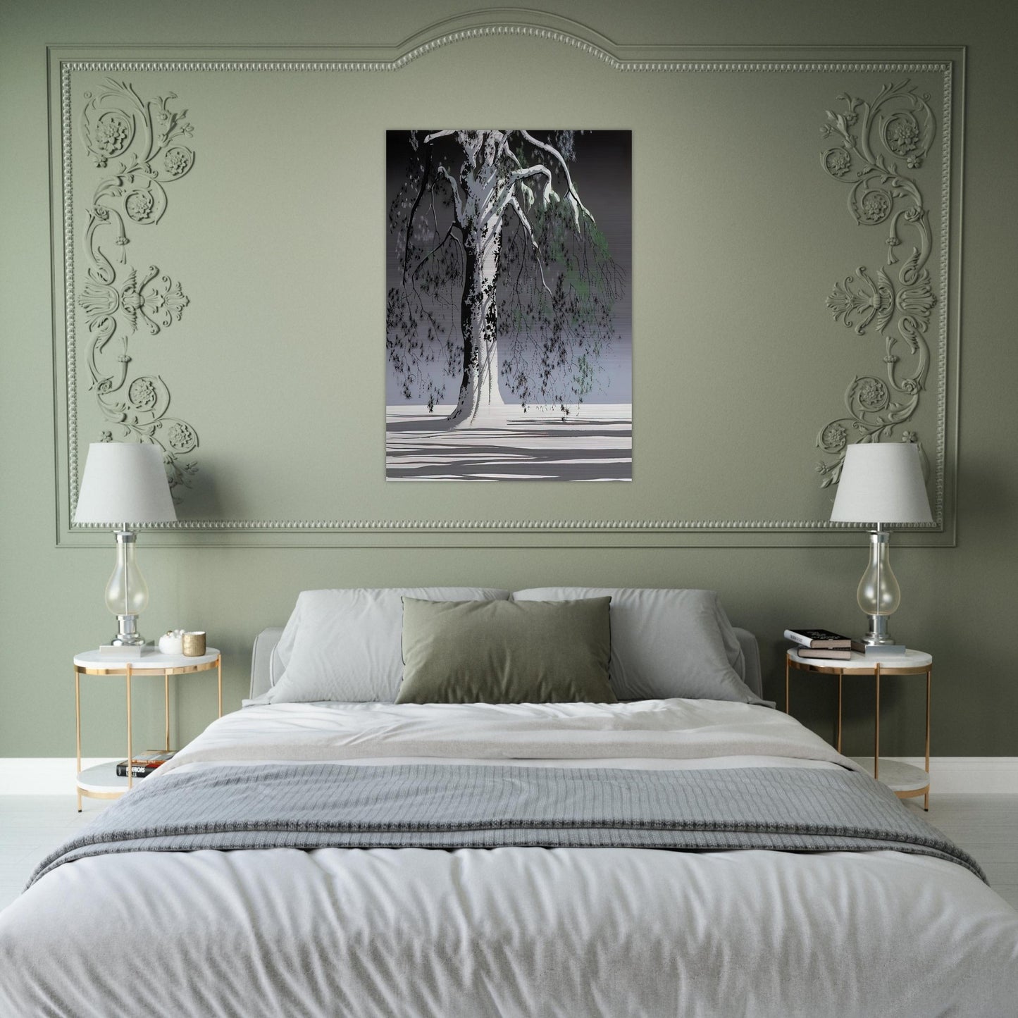 Fir Tree In Snow - Eyvind Earle Brushed Aluminum Print - 70x100 cm / 28x40 inches | Eyvind Earle Aluminum Print | Eyvind Earle Prints