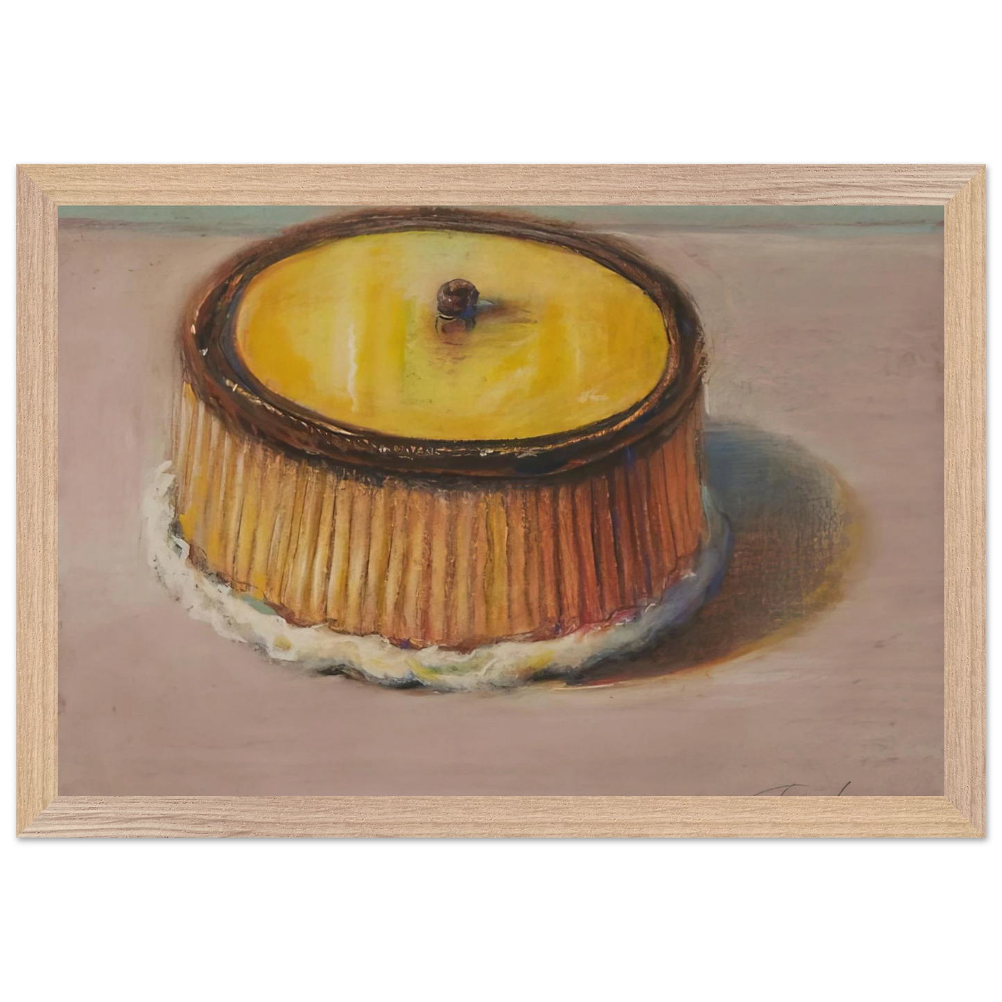 Wayne Thiebaud - Lemon Cake - 1997 Wall Art - 60x80 cm / 24x32 inches - Premium Wooden Framed Poster With Fine Art Paper - Black frame