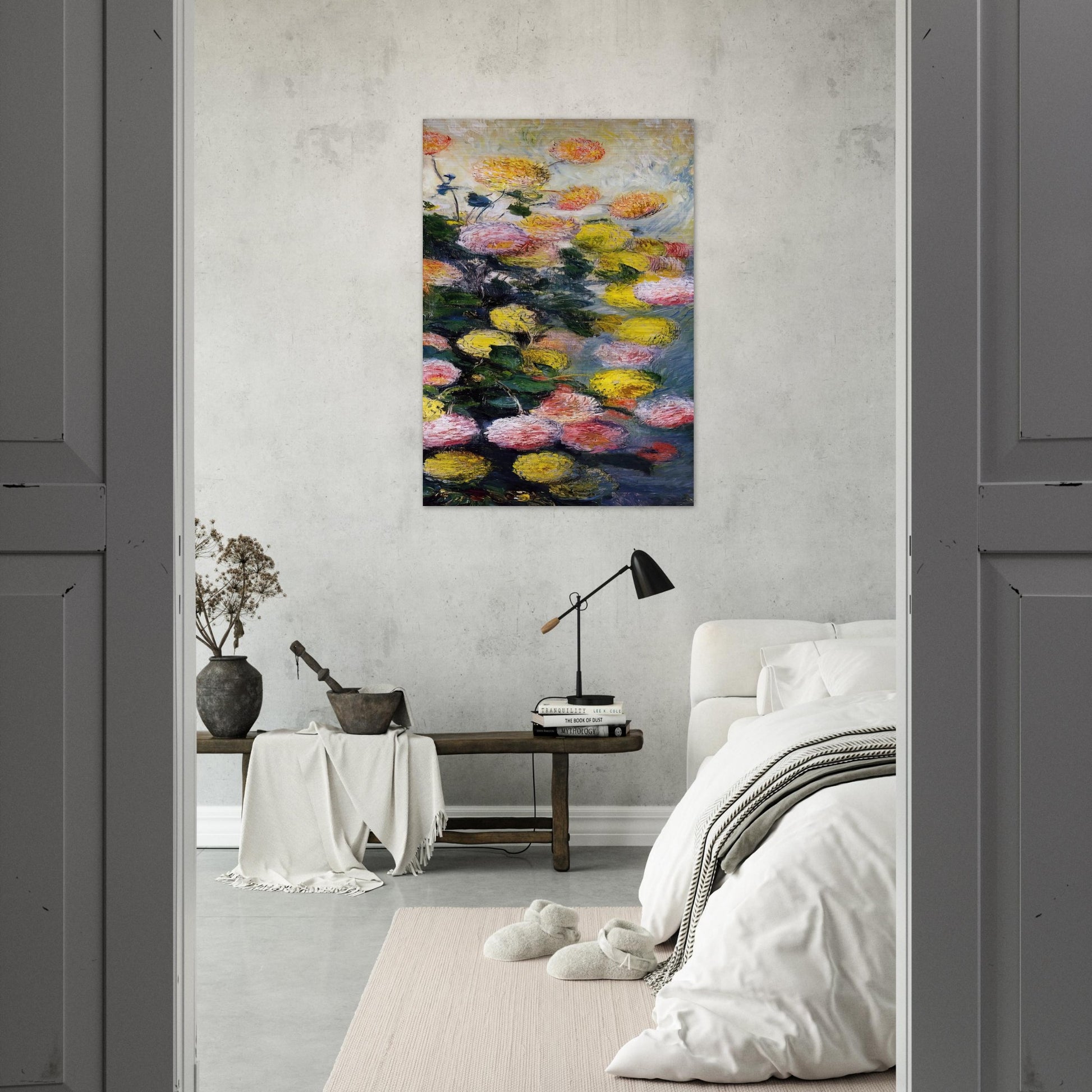 Dahlias 2 - claude monet Brushed Aluminum Print - 70x100 cm / 28x40 inches | claude monet Aluminum Print | claude monet Prints