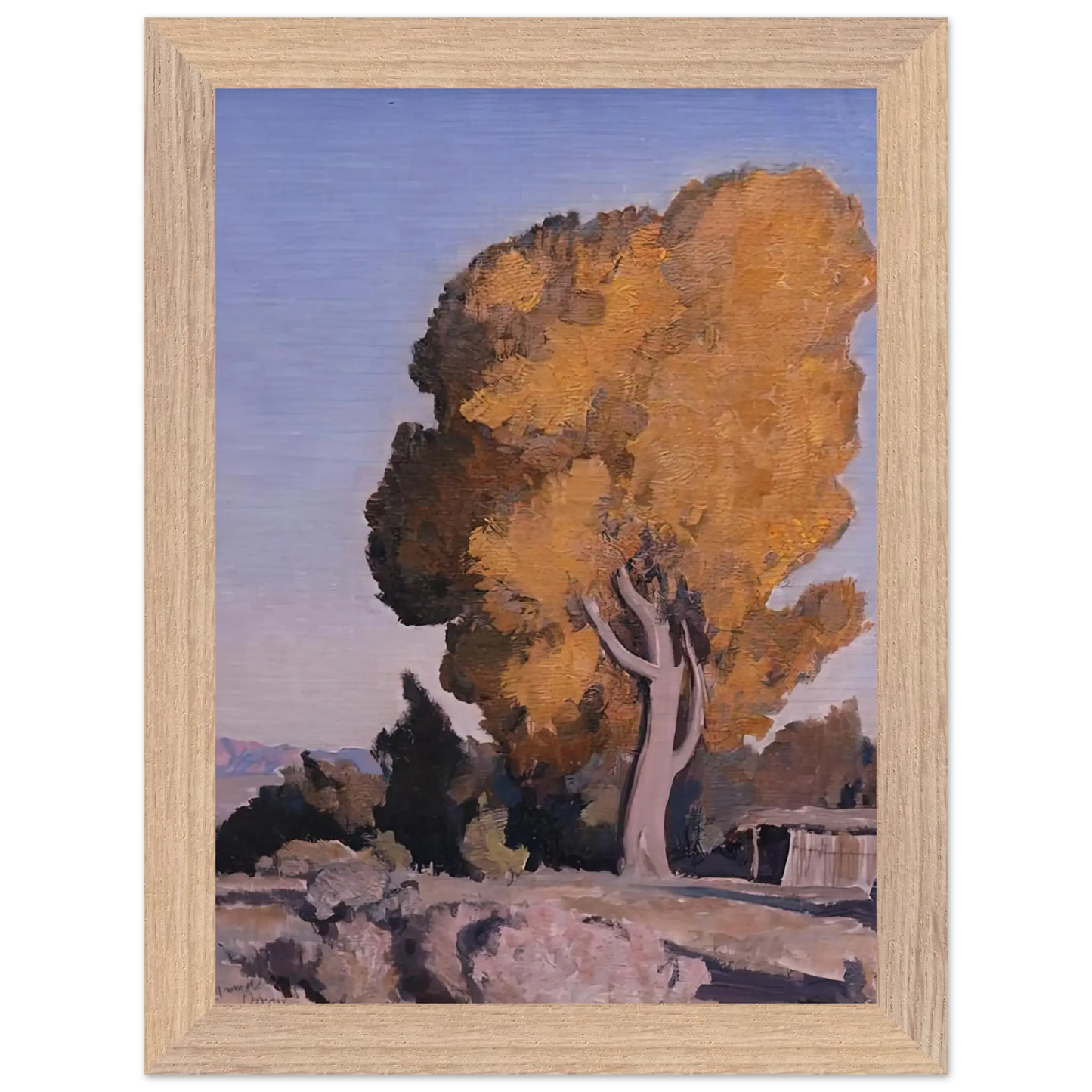 Maynard Dixon - LOW COUNTRY COTTONWOOD 1940 Wall art - 20x25 cm / 8x10 Inches - Premium Wooden Framed Poster With Fine Art Paper - White frame
