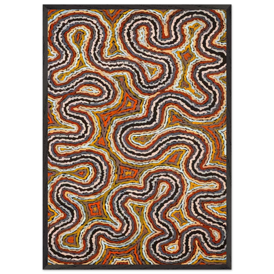 Untitled - 1994 N2 - Clifford Possum Tjapaltjarri 70x100 cm / 28x40 inches Framed Art Print – Black Wooden Frame