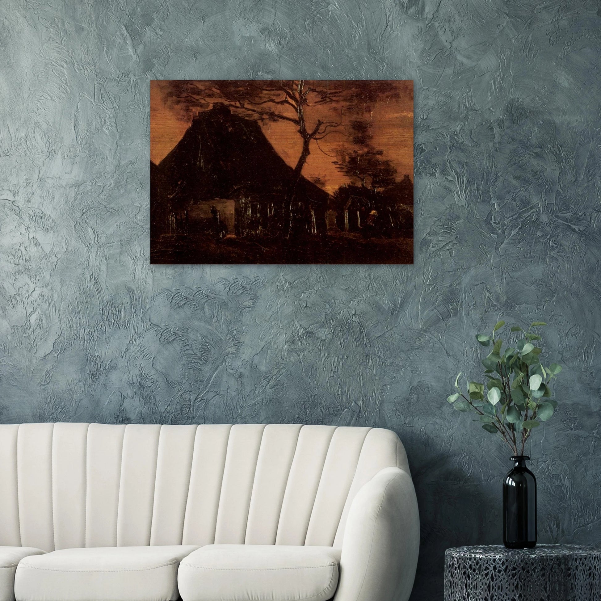 Cottage with Trees - Vincent van Gogh Brushed Aluminum Print - 70x100 cm / 28x40 inches | Vincent van Gogh Aluminum Print | Vincent van Gogh Prints