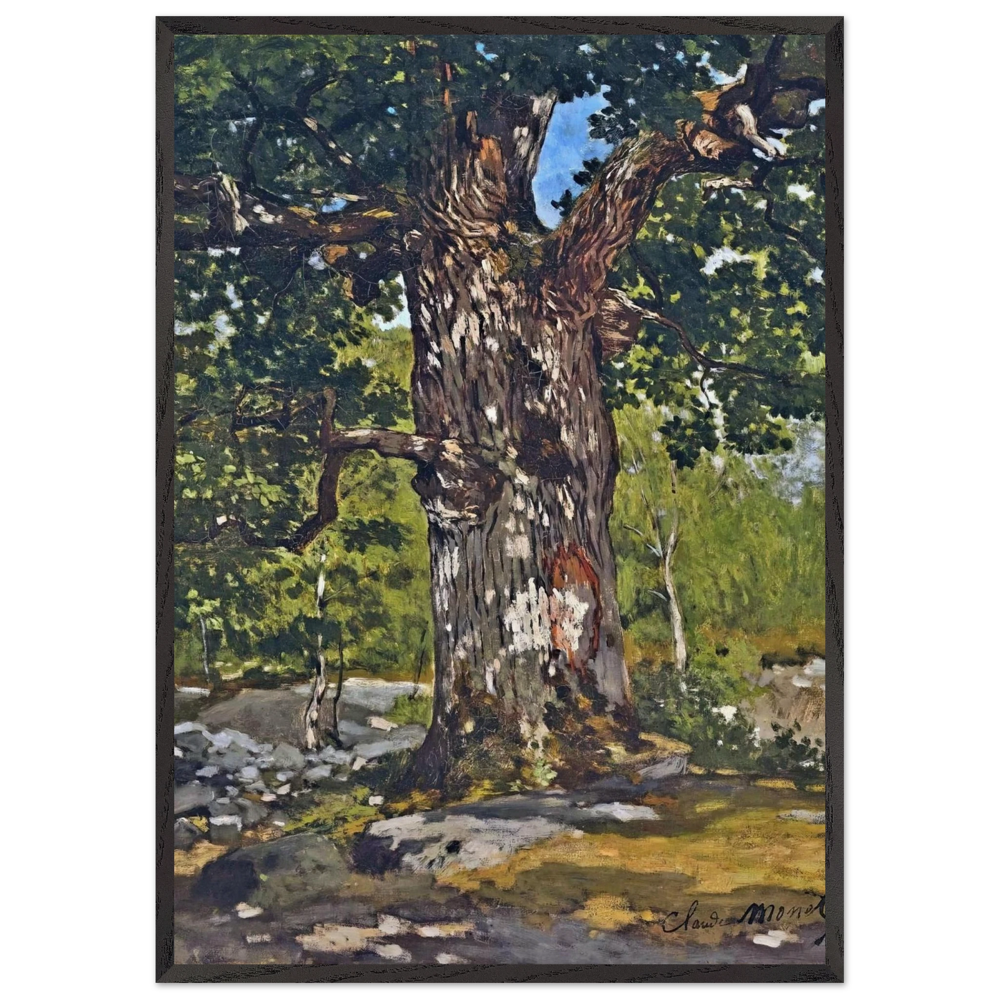 The Bodmer Oak - claude monet 70x100 cm / 28x40 inches Framed Art Print – Black Wooden Frame