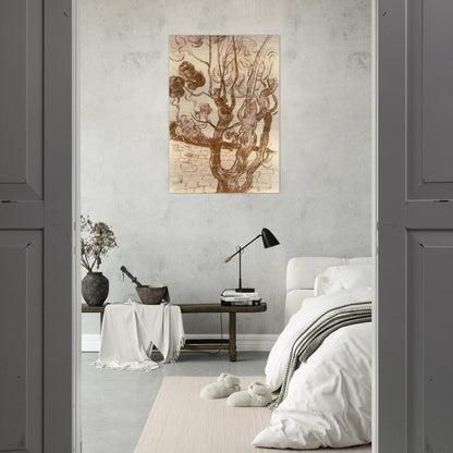 Treetop Seen against the Wall of the Asylum - Vincent van Gogh Brushed Aluminum Print - 70x100 cm / 28x40 inches | Vincent van Gogh Aluminum Print | Vincent van Gogh Prints