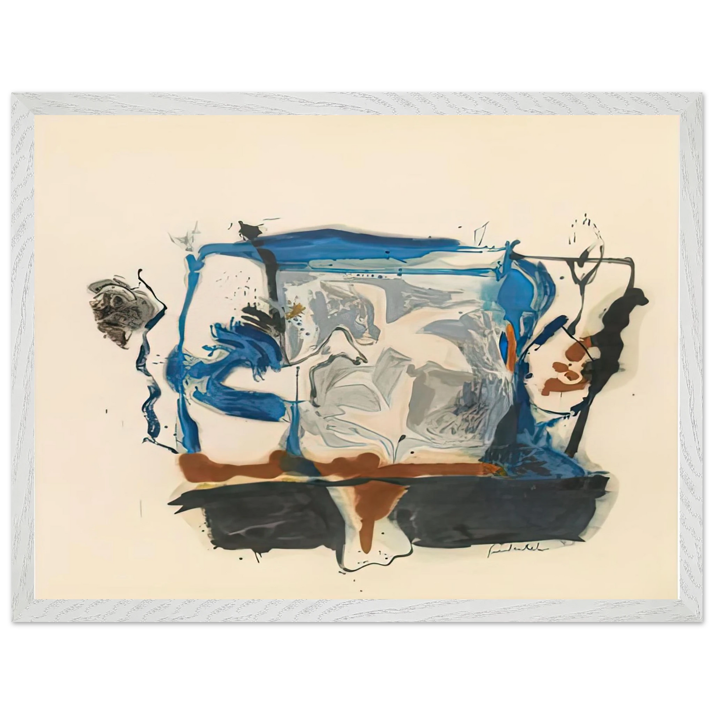 Helen Frankenthaler - Swan Lake II, 1961- Wall Art - 30x40 cm / 12x16 inches - Premium Wooden Framed Poster With Fine Art Paper-canvas - Black frame