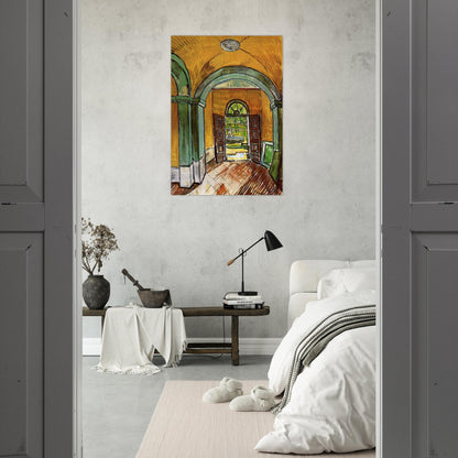 The Entrance Hall of Saint-Paul Hospital - Vincent van Gogh Brushed Aluminum Print - 70x100 cm / 28x40 inches | Vincent van Gogh Aluminum Print | Vincent van Gogh Prints