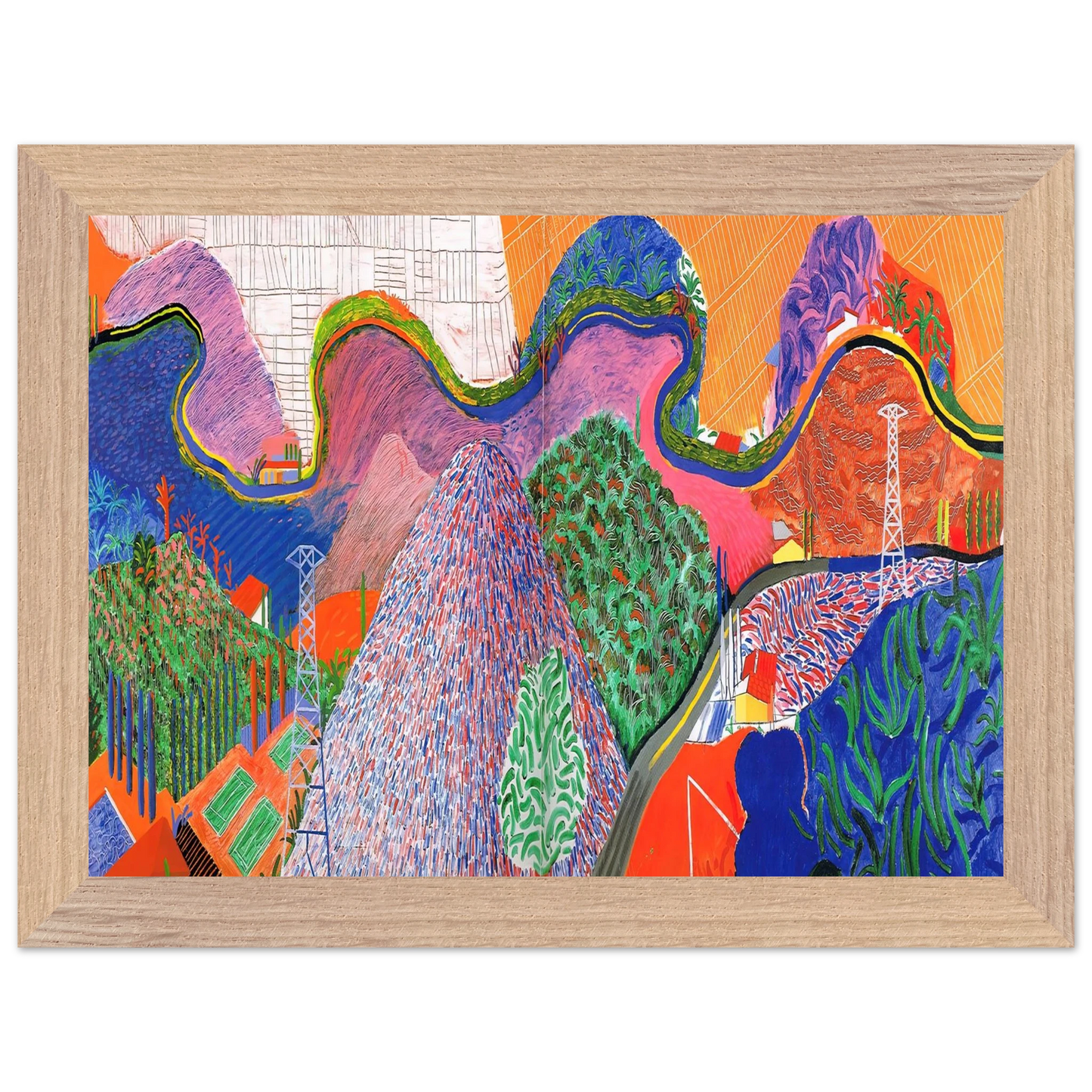 David Hockney - David Hockney Wall art - 28x43  cm / XL (11x17 inches) - Premium Wooden Framed Poster With Fine Art Paper-canvas - White frame
