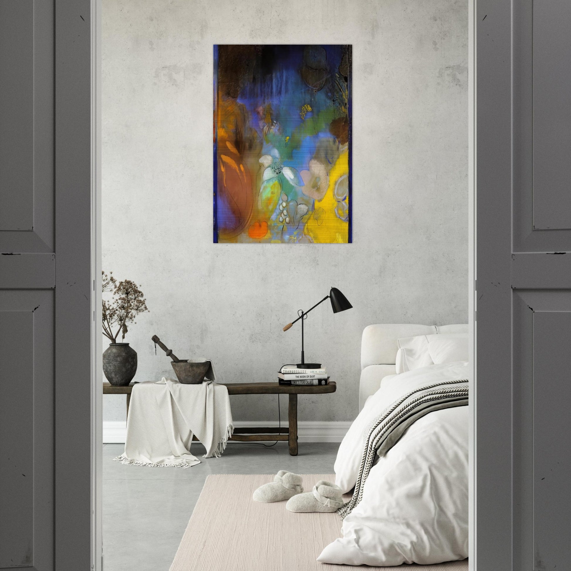 WOMAN IN PROFILE WITH FLOWERS - Odilon Redon Brushed Aluminum Print - 70x100 cm / 28x40 inches | Odilon Redon Aluminum Print | Odilon Redon Prints
