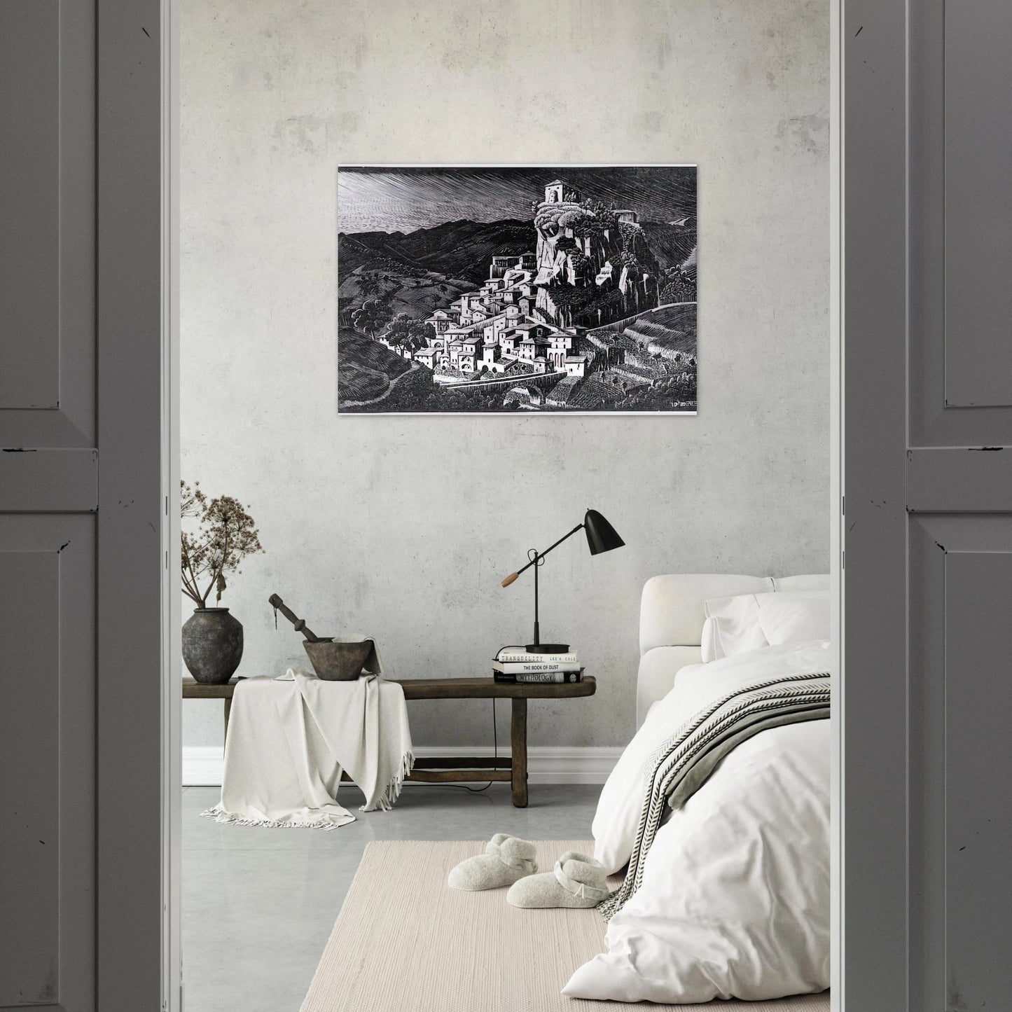 PALIZZI CALABRIA OCTOBER 1930 1930 - MC Escher Brushed Aluminum Print - 70x100 cm / 28x40 inches | MC Escher Aluminum Print | MC Escher Prints | Maurits Cornelis Escher Prints
