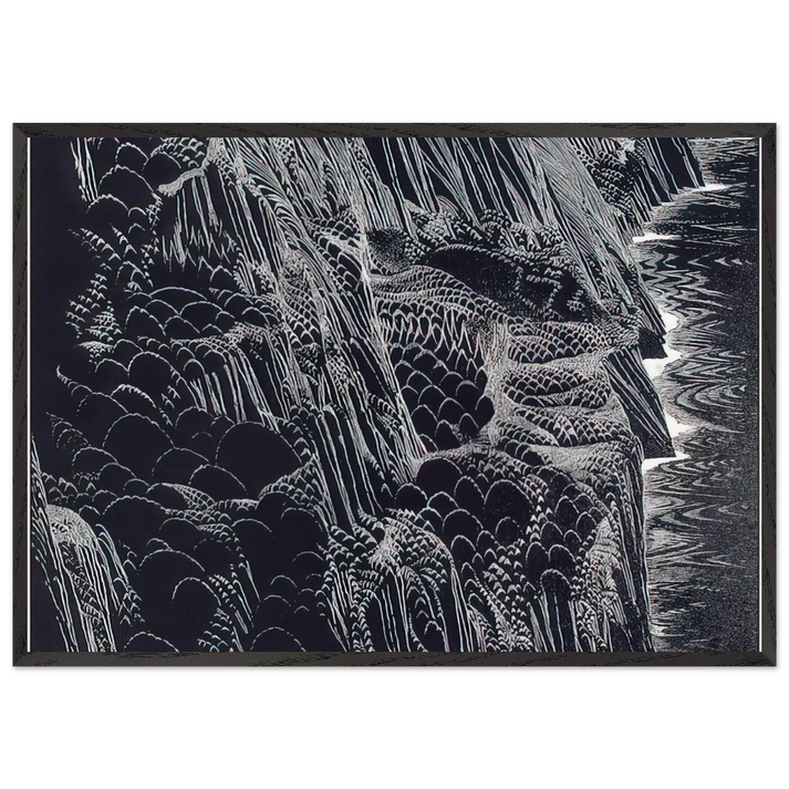 Ocean Cliffs - Eyvind Earle 70x100 cm / 28x40 inches Framed Art Print – Black Wooden Frame